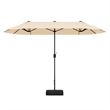 13FT Double sided Patio Umbrella w/Crank Handle Umbrella Base Beige