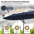 13FT Double sided Patio Umbrella w/Crank Handle Umbrella Base Navy