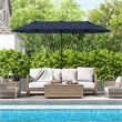 13FT Double sided Patio Umbrella w/Crank Handle Umbrella Base Navy