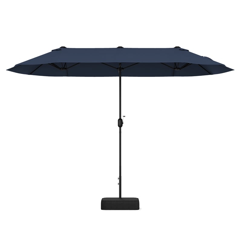 13FT Double sided Patio Umbrella w/Crank Handle Umbrella Base Navy