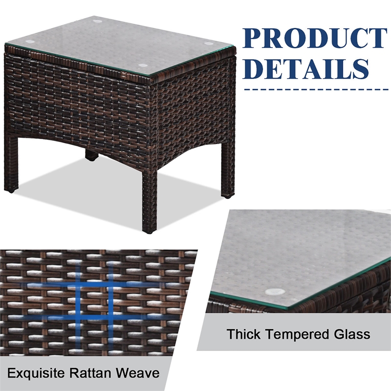 3PCS Outdoor Rattan Conversation Set Patio Garden Sofa Black