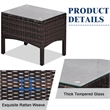 3PCS Outdoor Rattan Conversation Set Patio Garden Sofa Black