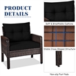 3PCS Outdoor Rattan Conversation Set Patio Garden Sofa Black