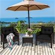 3PCS Outdoor Rattan Conversation Set Patio Garden Sofa Black