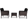 3PCS Outdoor Rattan Conversation Set Patio Garden Sofa Black