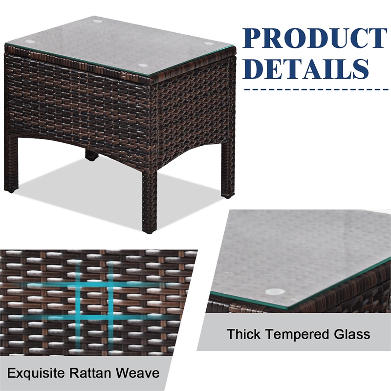 3PCS Outdoor Rattan Conversation Set Patio Garden Sofa Navy