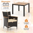 5 PCS Patio Dining Table Set for 4 Rattan Conversation Set Brown