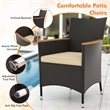 5 PCS Patio Dining Table Set for 4 Rattan Conversation Set Brown