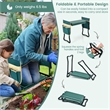 Foldable Garden Stool Heavy Duty Gardening Bench w/2 Pouches Green