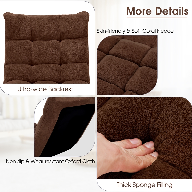 Adjustable 14 Position Floor Chair Folding Lazy Gaming Sofa Cushioned Coffee