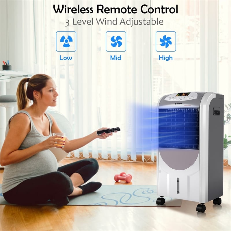 Portable Air Cooler Fan and Heater Humidifier w/Washable Filter White