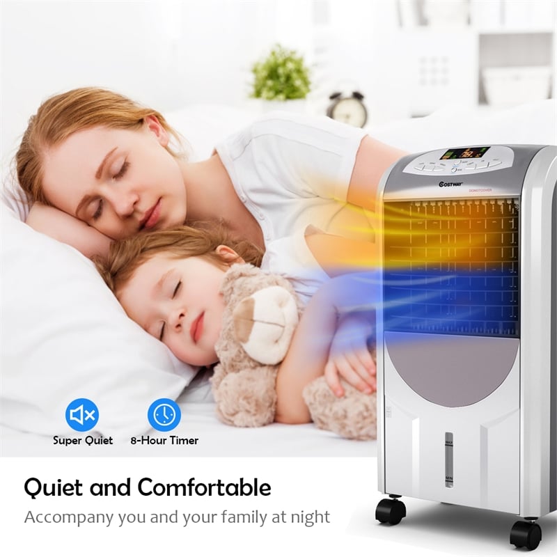 Portable Air Cooler Fan and Heater Humidifier w/Washable Filter White