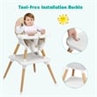Baby High Chair Infant Wooden Convertible Chair 5 Point Seat Belt Khaki