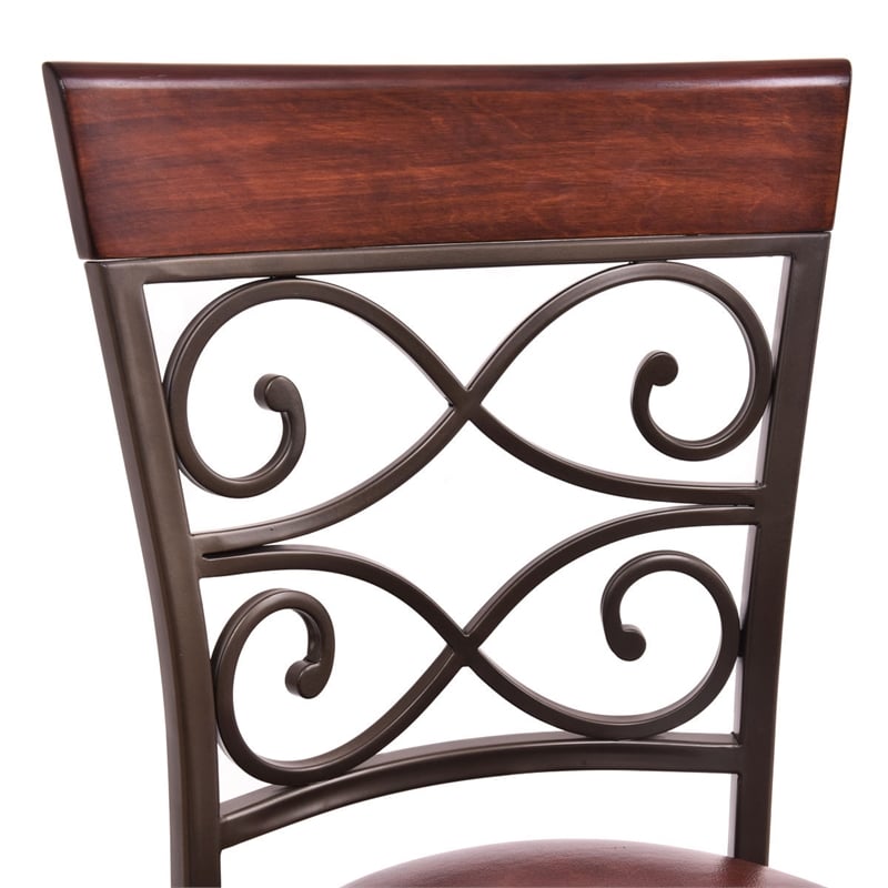Set of 2 Vintage Bar Stools Swivel Padded Seat Bistro Pub Brown