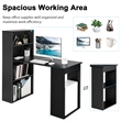 Computer Desk Writing  Workstation Office 6 Tier Storage Shelves Black