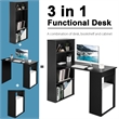 Computer Desk Writing  Workstation Office 6 Tier Storage Shelves Black
