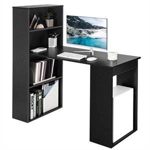 Computer Desk Writing  Workstation Office 6 Tier Storage Shelves Black