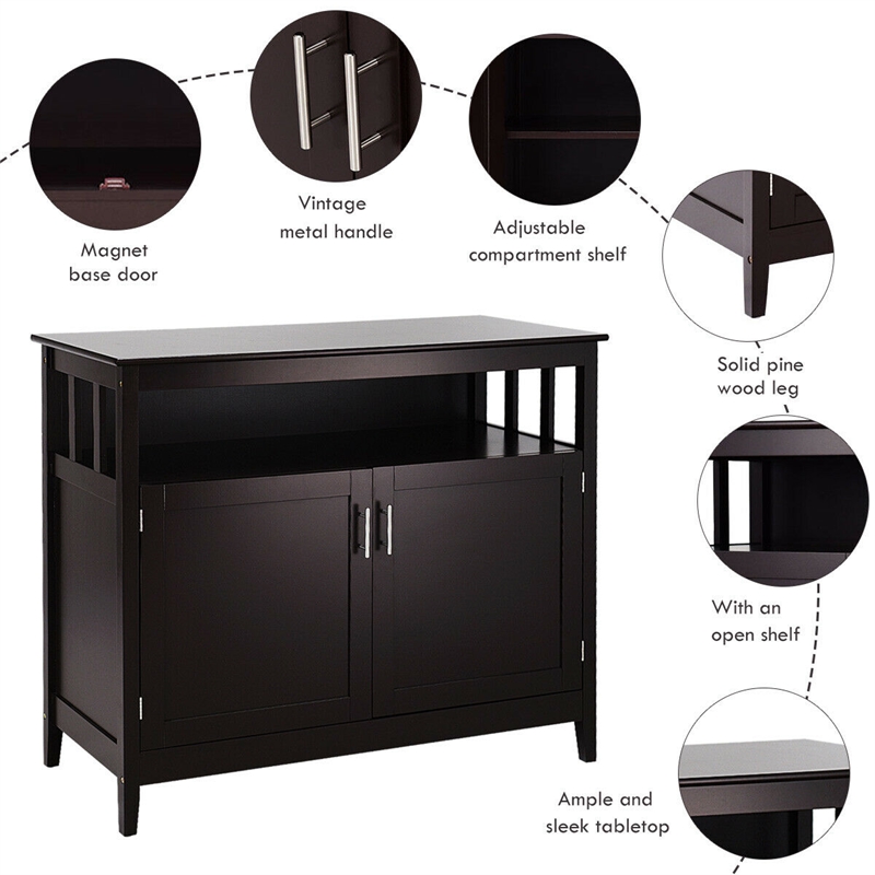 Modern Kitchen Storage Cabinet Buffet Server Table Sideboard Brown