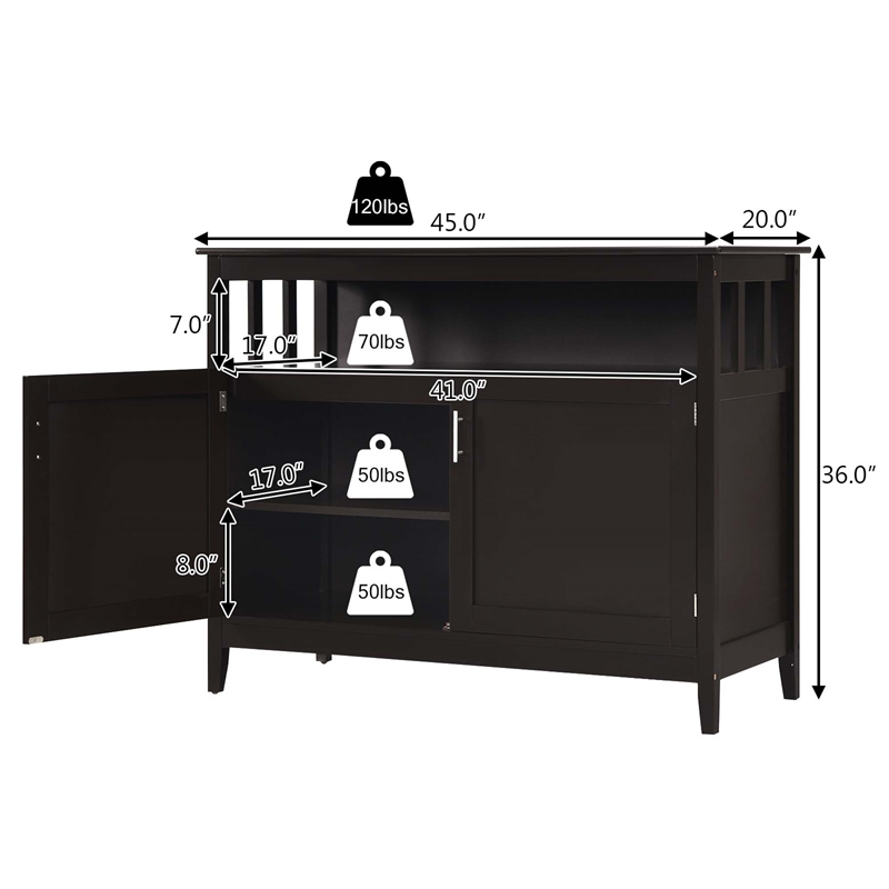 Modern Kitchen Storage Cabinet Buffet Server Table Sideboard Brown