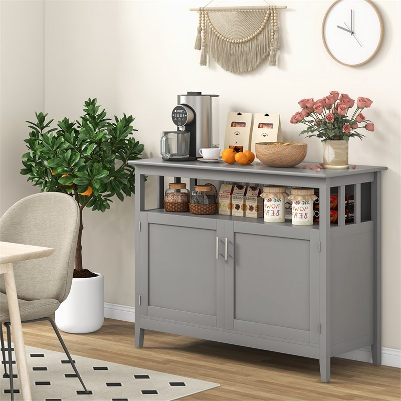 Modern Kitchen Storage Cabinet Buffet Server Table Sideboard Gray