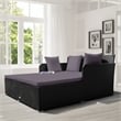 Outdoor Patio Rattan Daybed Cushioned Sofa Furniture Gray