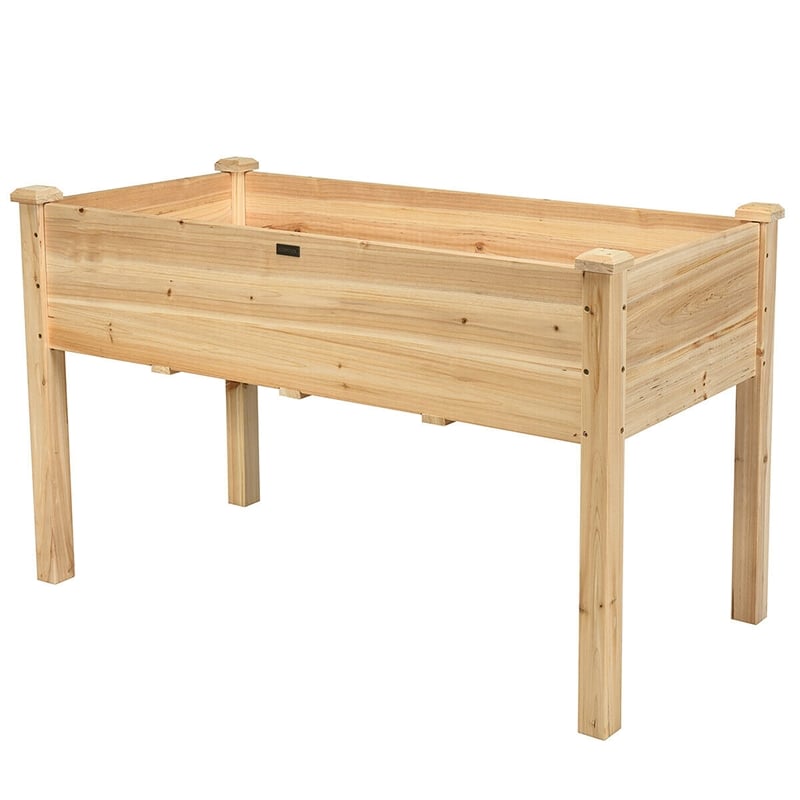 Wooden Raised Vegetable Garden Bed Elevated Grow Planter Natural