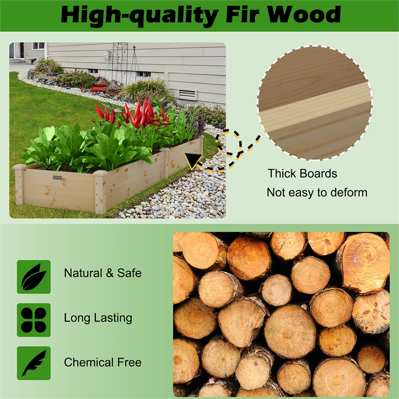 Wooden Vegetable Raised Garden Bed Patio Grow Flowers Planter