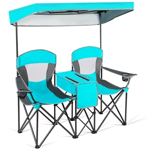 Portable Folding Camping Canopy Chairs w/ Cup Holder Turquoise