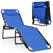 Folding Lounge Chaise High Recline W/Adjustable Backrest Navy