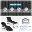 Folding Lounge Chaise High Recline W/Adjustable Backrest Black