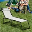 Folding Lounge Chaise High Recline W/Adjustable Backrest Gray