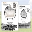 Patio Oversized Rattan Wicker Egg Chair Lounge Basket 4 Cushion White