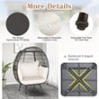 Patio Oversized Rattan Wicker Egg Chair Lounge Basket 4 Cushion White