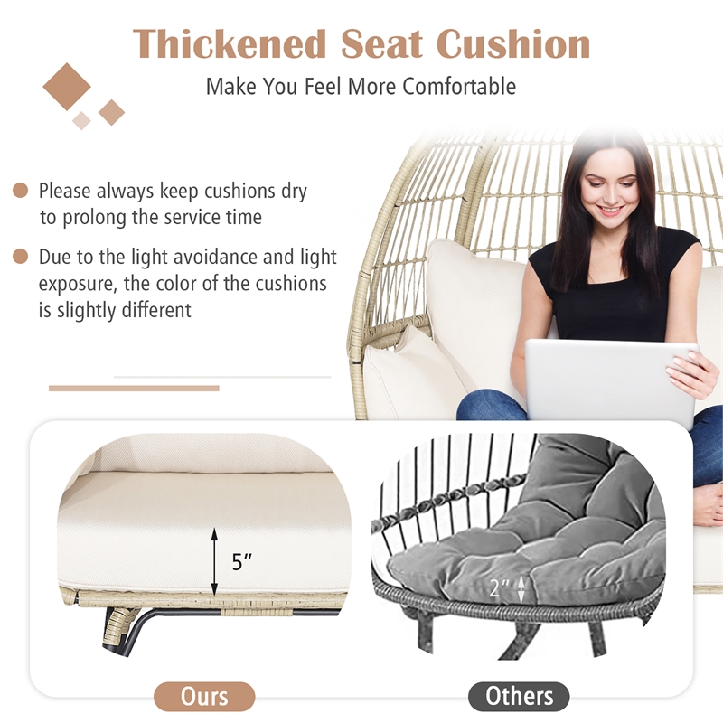 Patio Oversized Rattan Egg Chair Lounge Basket for Indoor Outdoor