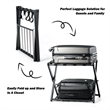 Set of 2 Folding Metal Luggage Rack Suitcase Shoe Holder Black