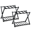 Set of 2 Folding Metal Luggage Rack Suitcase Shoe Holder Black