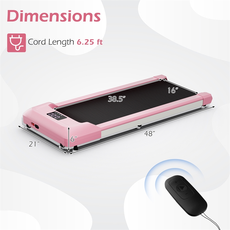 Walking Pad w/265 lbs Capacity Remote Control Treadmil Pink