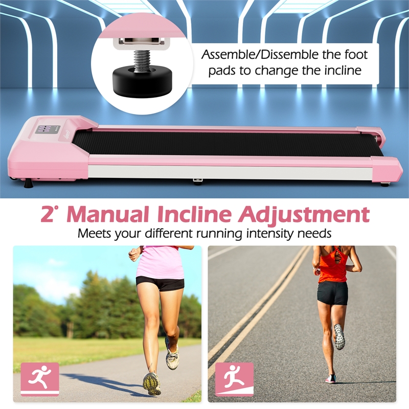 Walking Pad w/265 lbs Capacity Remote Control Treadmil Pink