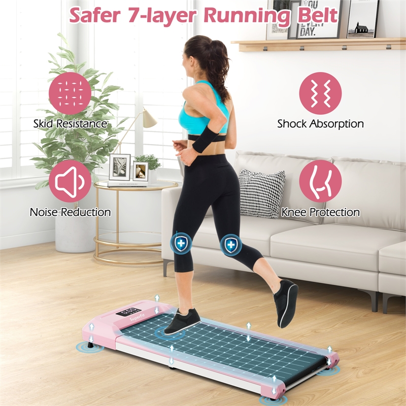 Walking Pad w/265 lbs Capacity Remote Control Treadmil Pink