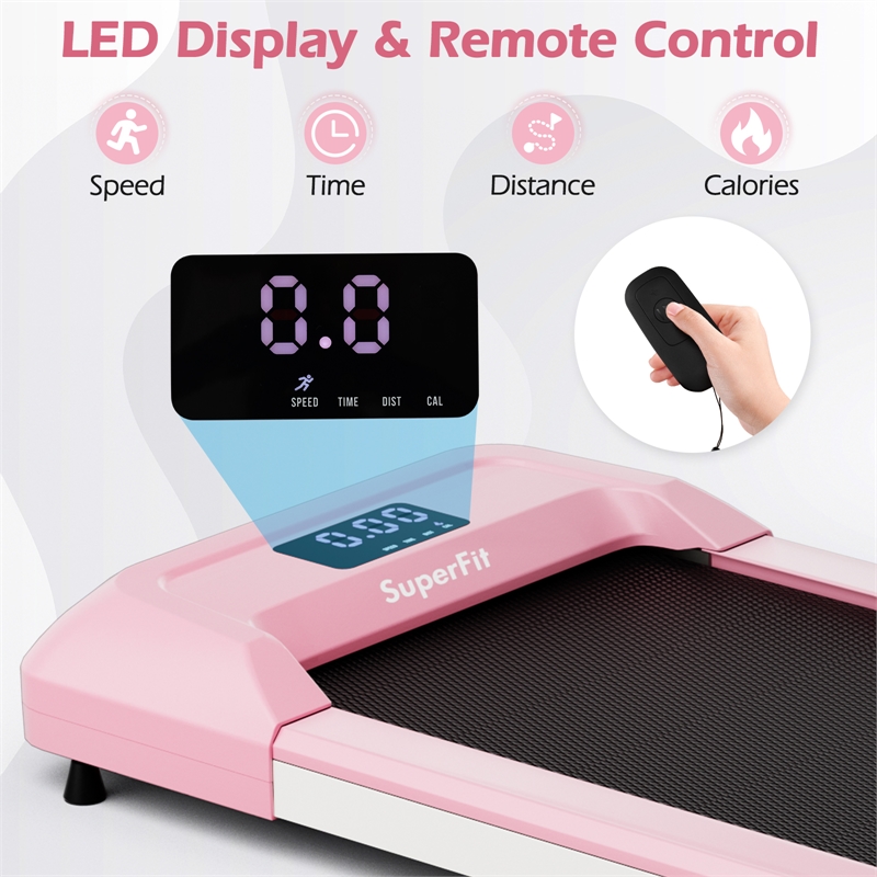 Walking Pad w/265 lbs Capacity Remote Control Treadmil Pink