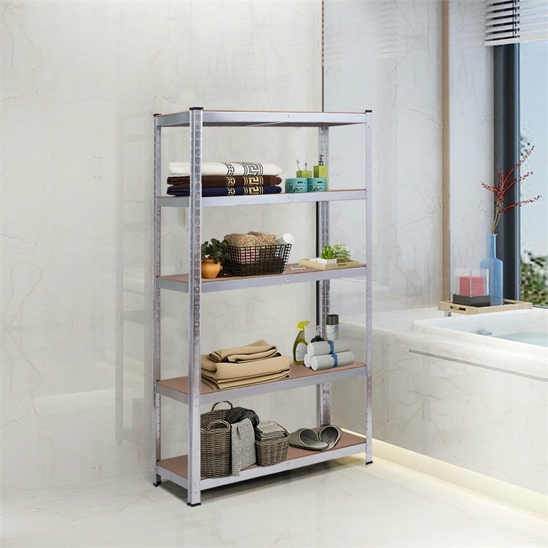 Heavy Duty Storage Shelf Metal Rack 5 Level Adjustable Silver