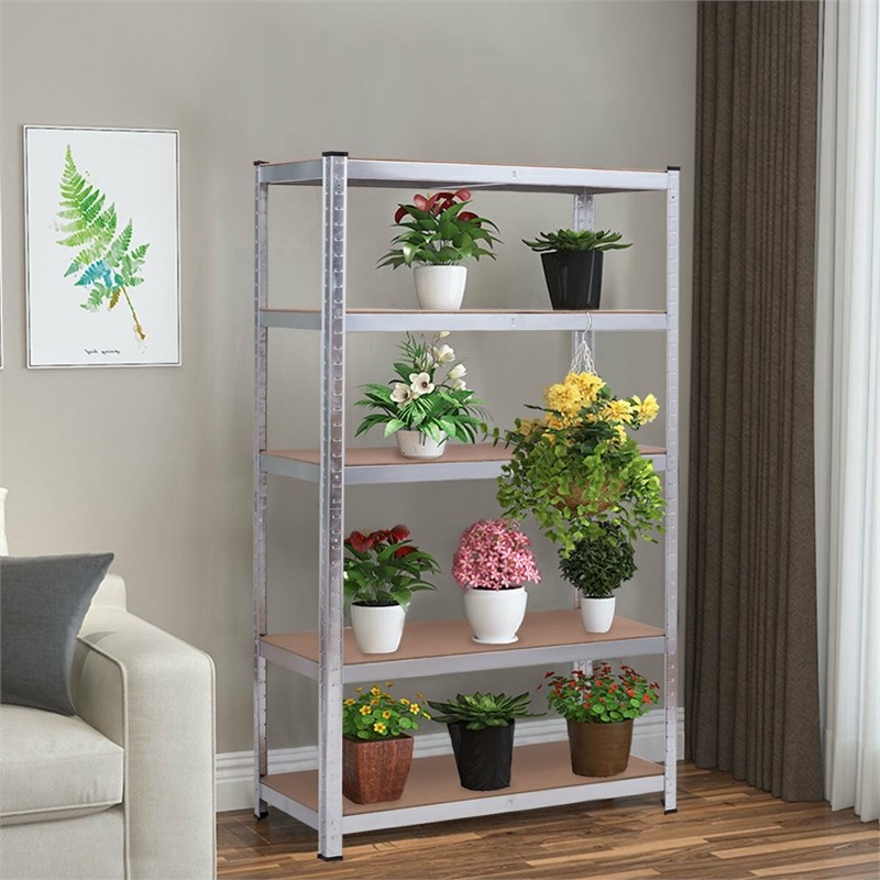 Heavy Duty Storage Shelf Metal Rack 5 Level Adjustable Silver