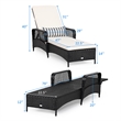 PE Rattan Chaise Lounge Chair Armrest Recliner Adjustable Black