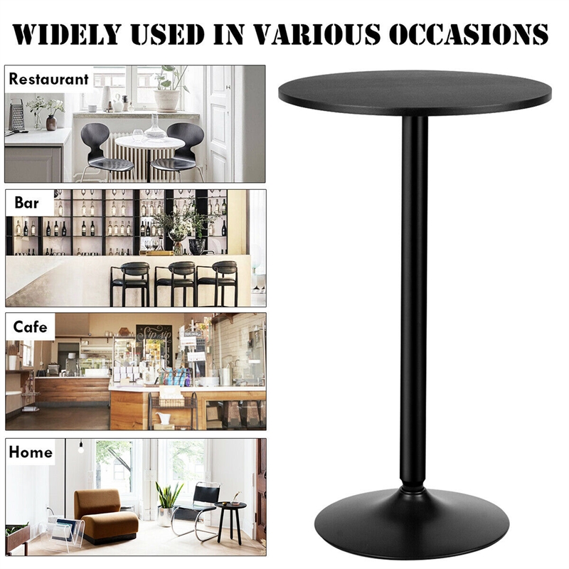 6 PCS 24 inch Round Pub Table Bistro Bar Table W/Metal Base Black