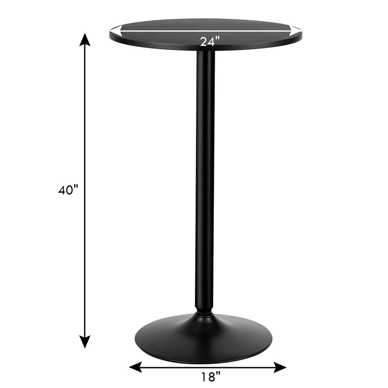 6 PCS 24 inch Round Pub Table Bistro Bar Table W/Metal Base Black