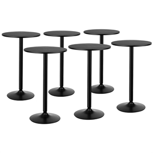 6 PCS 24 inch Round Pub Table Bistro Bar Table W/Metal Base Black
