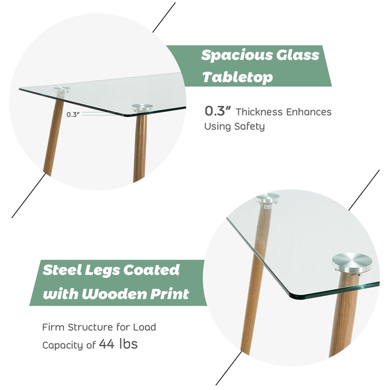 Modern Dining Table Rectangular Dining W/Metal Legs Natural