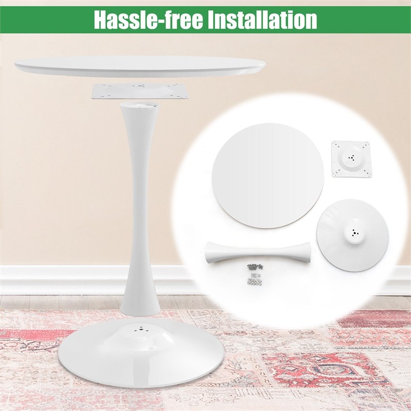 Modern Tulip Kitchen Table Round Dining Table w/ MDF Top White