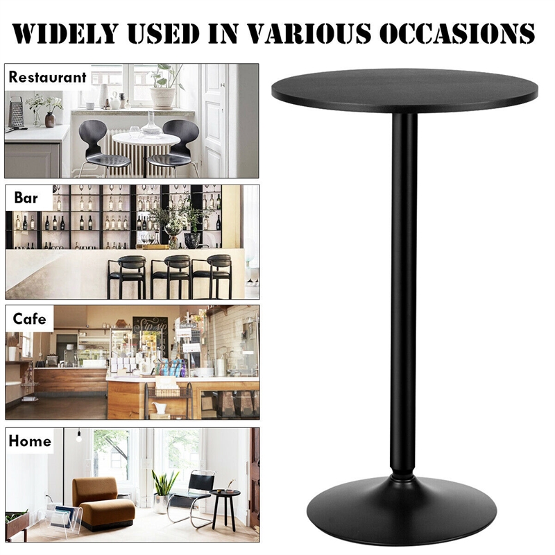 2PCS 24 inch Round Pub Table Bistro Bar Table W/Metal Base Black