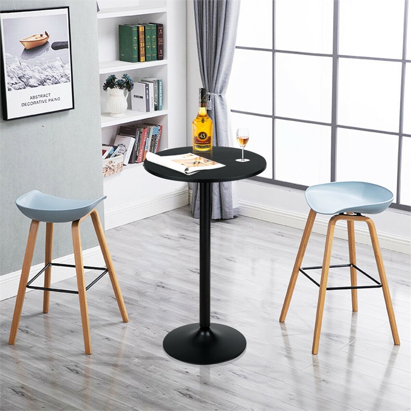 2PCS 24 inch Round Pub Table Bistro Bar Table W/Metal Base Black